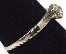 Sweet Diamond SOlitaire Ring with Textured Shoulders, 14KT White Gold