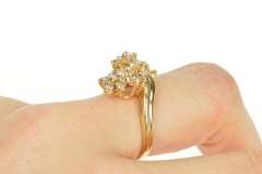 14K Yellow Gold 0.95 Ctw Classic Diamond Swirl Statement Ring