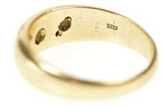 14K Yellow Gold Grooved Rounded Diamond Men's Wedding Band Ring