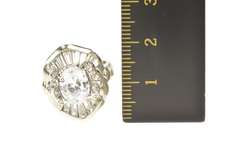 14K White Gold Oval Baguette Ballerina Halo Travel Engagement Ring