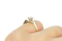 14K Yellow Gold Diamond Solitaire Classic Promise Engagement Ring