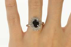 14K White Gold 1.35 Ctw Natural Sapphire Diamond Engagement Ring