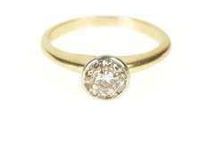 14K Yellow Gold Round Diamond Halo Cluster Promise Engagement Ring