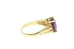 14K Yellow Gold Oval Amethyst Diamond Accent Statement Ring
