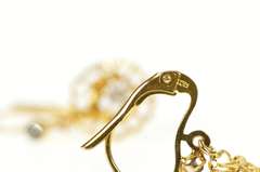 10K Yellow Gold Filigree Cubic Zirconia Syn. Sapphire Dangle Earrings