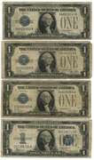 3 1928 & one 1934 Funny Backs $1 Silver Certificates