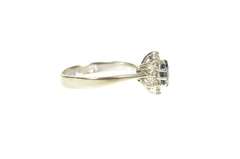 14K White Gold 0.40 Ctw Sapphire Diamond Halo Engagement Ring