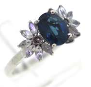 Sterling Silver Opal And Pink Saphires Ring