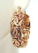 Amazing 14kt Yellow Gold Byzantine Hoop Earrings