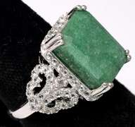 Elegant Filigree Natural Emerald & White Sapphire in Sterling