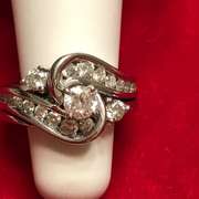 Ladies 14k white gold and diamond wedding set.