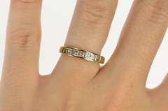 14K Yellow Gold 0.85 Ctw Princess Diamond Wedding Band Ring