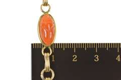 Gold Filled 1960's Carved Tiger's Eye Agate Scarab Bracelet