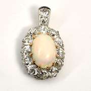 Antique Opal and Diamond Pendant