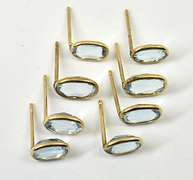 4 Pairs of Blue Topaz Studs