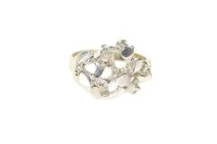 14K White Gold Raw Textured Cluster Nugget Statement Ring