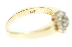 14K Yellow Gold Round Blue Topaz Diamond Halo Engagement Ring