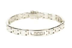 14K White Gold 1.26 Ctw Diamond Slide Men's Bar Link Bracelet