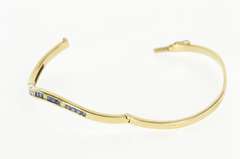14K Yellow Gold 1.35 Ctw Channel Sapphire Diamond Bangle Bracelet