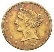 1849-C $5.00 Liberty Head Gold Half Eagle