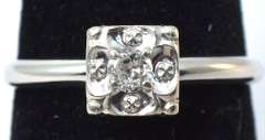 Sweet 0.12CT Solitaire Diamond Ring with Enhancer in 14KT White Gold
