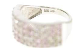 10K White Gold Pave Pink & White Cubic Zirconia Band Ring