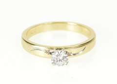 14K Yellow Gold 0.36 Ct Retro Diamond Solitaire Engagement Ring