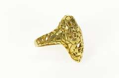 18K Yellow Gold Retro Designer Geometric Heart Statement Ring