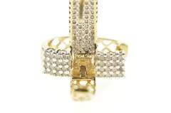 10K Yellow Gold 0.81 Ctw Squared Diamond Encrusted Oval Hoop Earrings