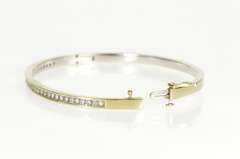 14K White Gold 0.82 Ctw Diamond Channel Oval Bangle Bracelet