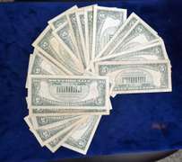 Estate Lot Of Five Dollar Bills Red Seals 24 Total