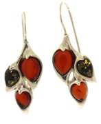 Amber Sterling Silver Leaf Earrings