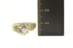 14K Yellow Gold 0.50 Ctw Round Diamond Wavy Engagement Ring