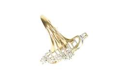 10K Yellow Gold Diamond Encrusted Bypass Cluster Statement Ring