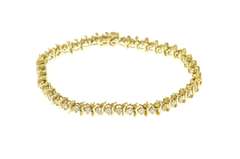 14K Yellow Gold 2.52 Ctw Diamond Wavy Link Classic Tennis Bracelet