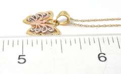 Adorable Butterfly Filigree Necklace in Tri-Tone Gold