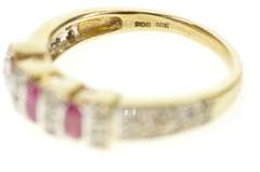 10K Yellow Gold Oval Ruby Diamond Encrusted Statement Band Ring