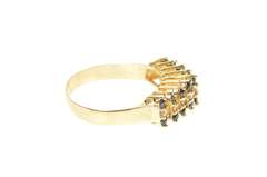14K Yellow Gold Tiered Sapphire Diamond Squared Band Ring