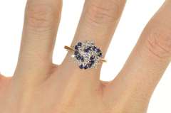 14K White Gold 1.00 Ctw Diamond Sapphire Swirl Cocktail Ring