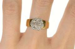 10K Yellow Gold 0.77 Ctw Retro Round Diamond Cluster Ring