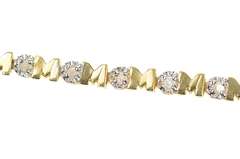 10K Yellow Gold Diamond Inset Mom Mother's Day Tennis Bracelet