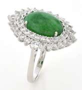 Fabulous Emerald & White Sapphire Ring in Sterling Silver