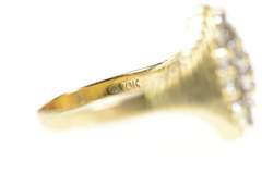 10K Yellow Gold Marquise Retro Grooved Diamond Cluster Ring