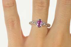 14K White Gold Pink Sapphire Diamond Twist Engagement Ring