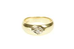 14K Yellow Gold Retro Simple Diamond Solitaire Men's Wedding Ring