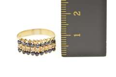 14K Yellow Gold Tiered Sapphire Diamond Squared Band Ring