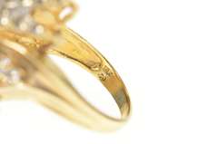 10K Yellow Gold Retro Ornate Diamond Leaf Motif Cluster Ring