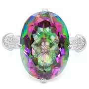 925 STERLING SILVER OV 13*18 MM MYSTIC GEMSTONE WOMEN RING