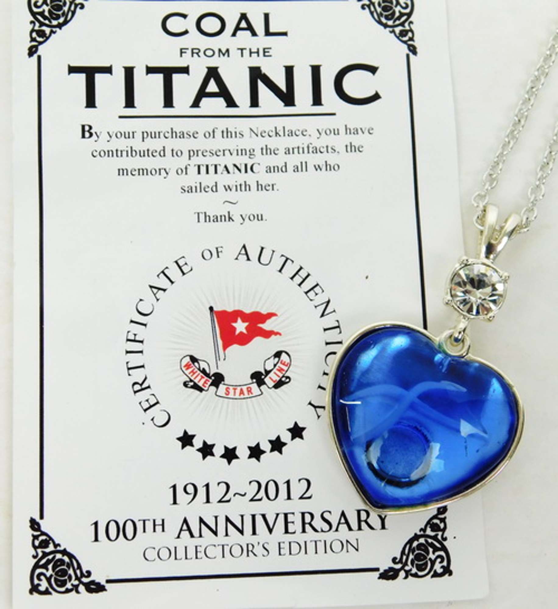 Coal from the Titanic Collector's 100th Anniversary Necklace