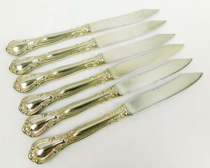 6 Vintage Sterling Silver Fruit Knives
